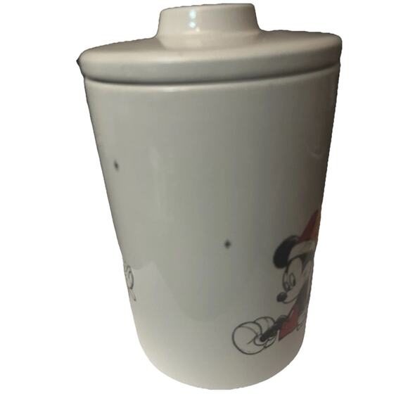 Disney White Mickey And Minnie Mouse Christmas Ceramic Canister - Picture 5 of 10